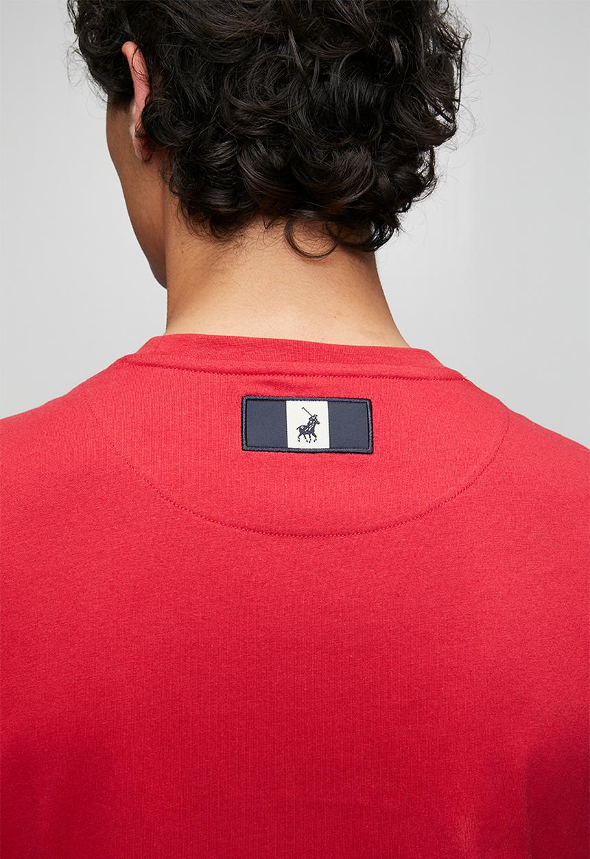 POLO - MENS SCRIPT PRINTED  SS  T-SHIRT - Red