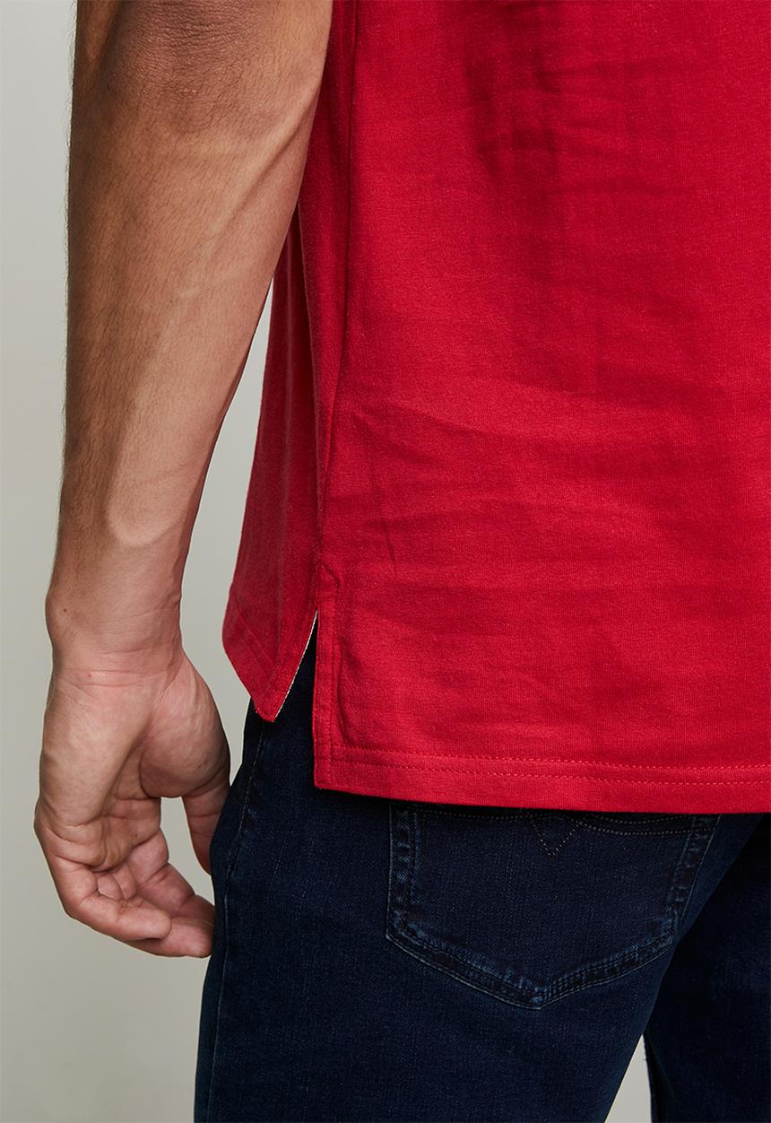 POLO - MENS SCRIPT PRINTED  SS  T-SHIRT - Red