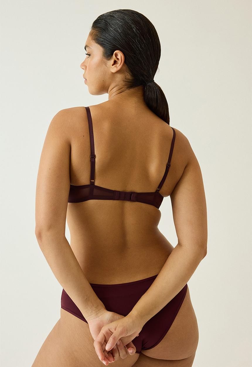 H&M - 2-pack microfibre push-up bras - burgundy/powder pink