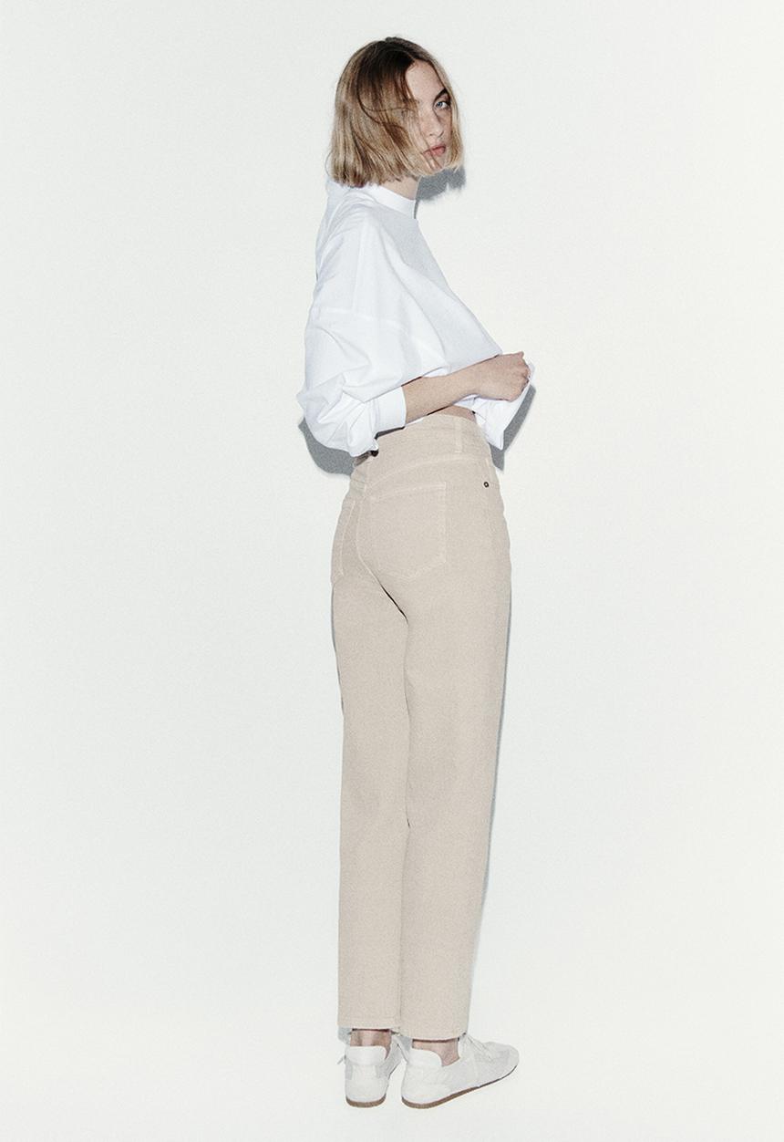 H&M - Mom slim fit high waist ankle jeans - light beige