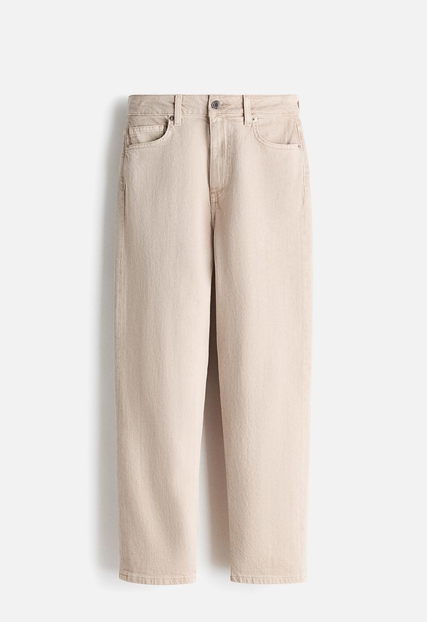 H&M - Mom slim fit high waist ankle jeans - light beige
