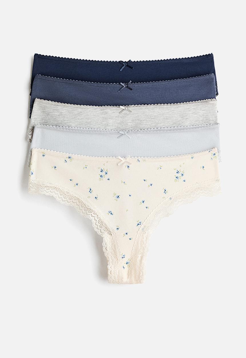H&M - 5-pack brazilian briefs - cream/light blue/dusty blue