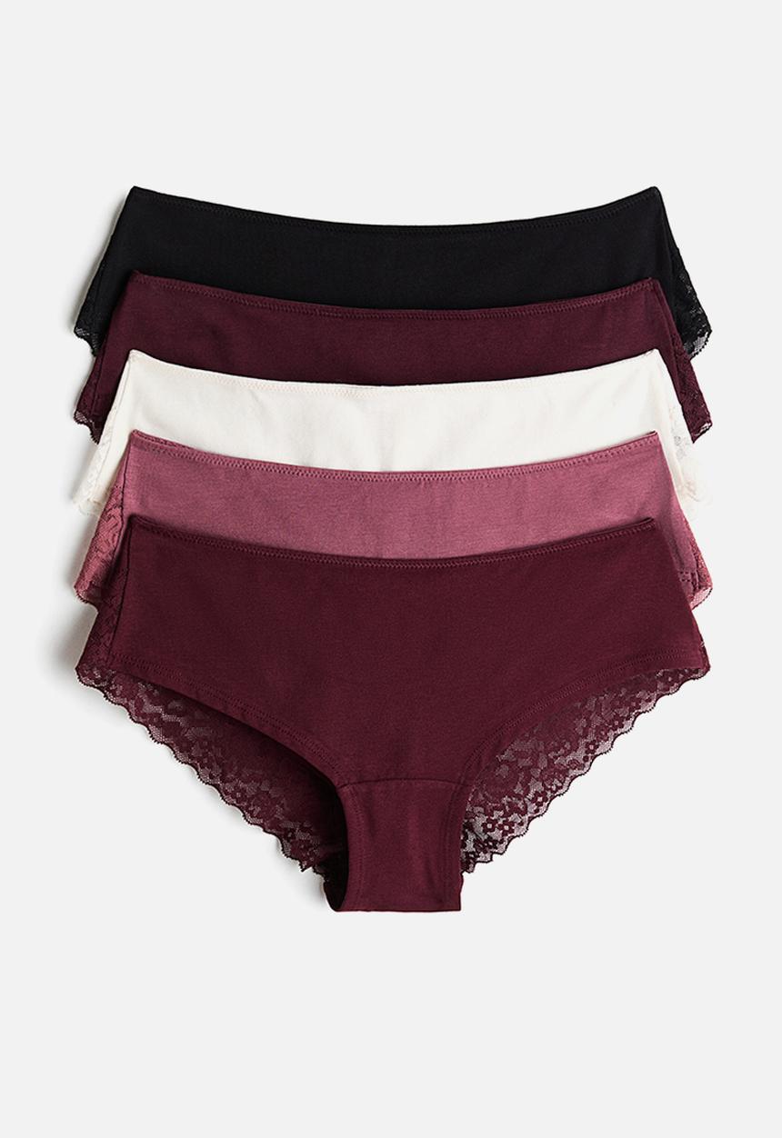 H&M - 5-pack hipster briefs - burgundy/dark pink