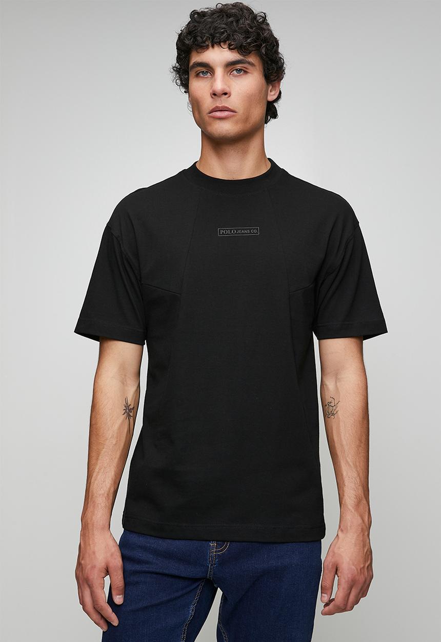 POLO - PJC cut and sew logo tee - black
