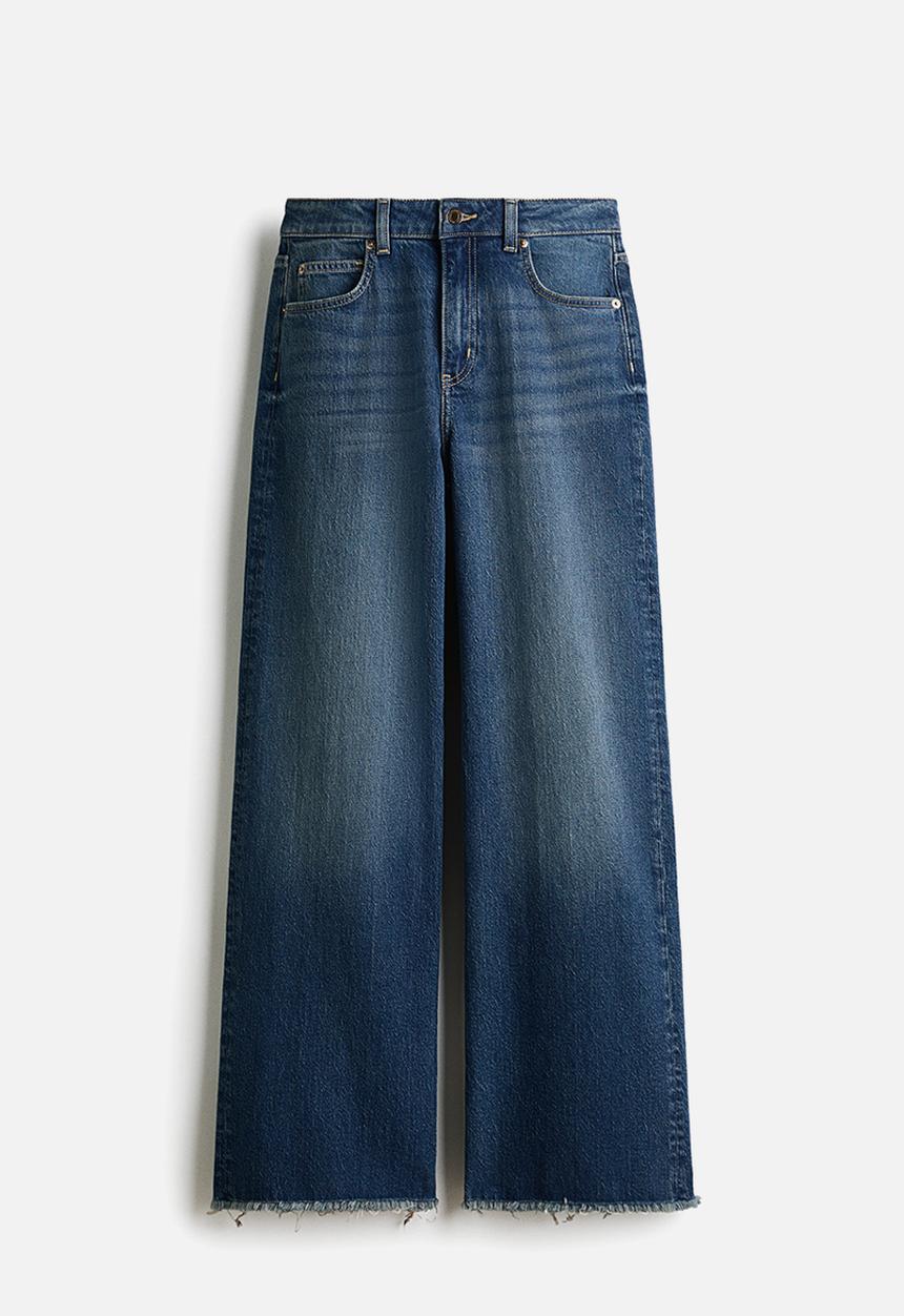 H&M - Wide high waist jeans - dark denim blue