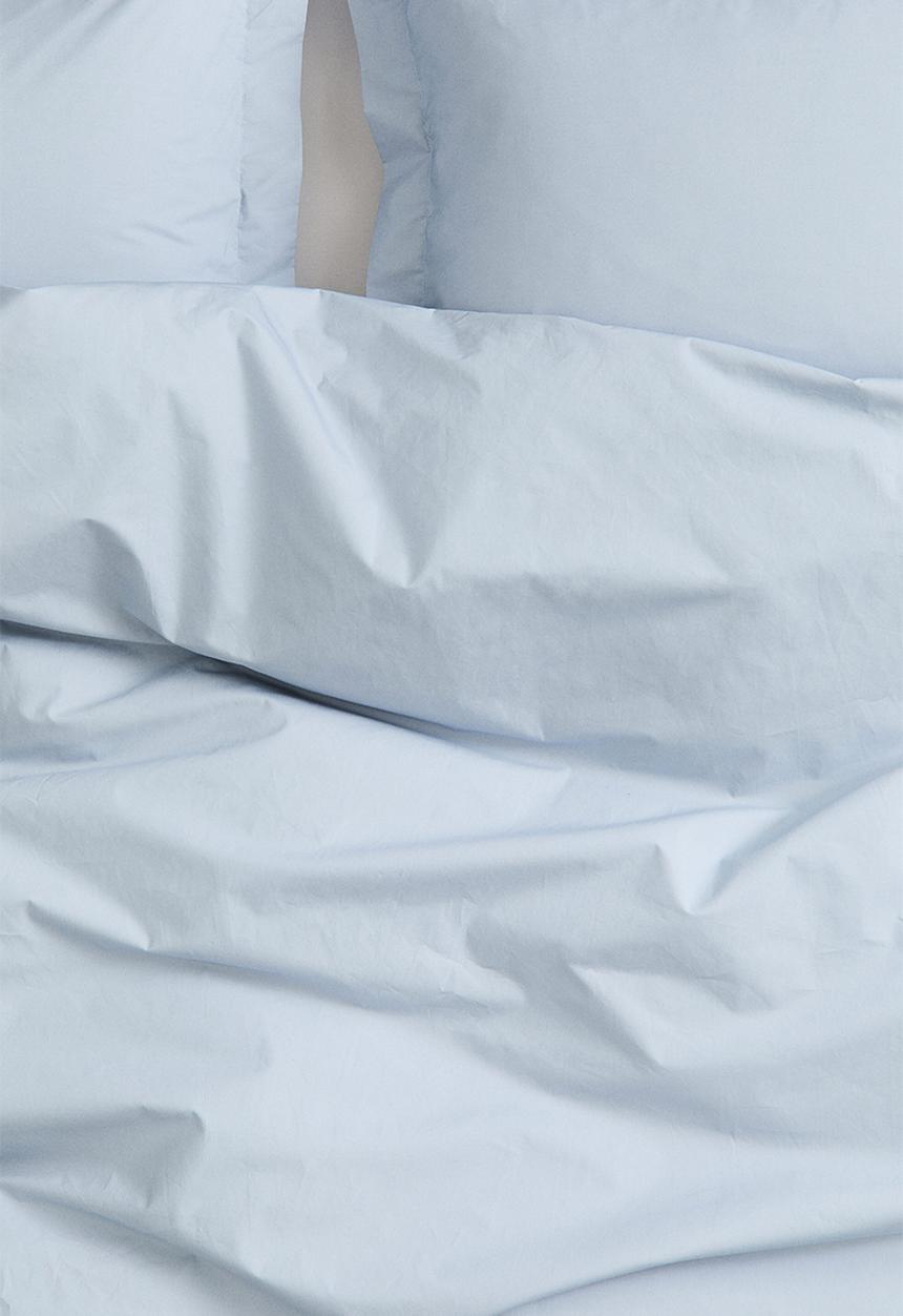 H&M - Double/king cotton percale duvet cover set - light dusty blue