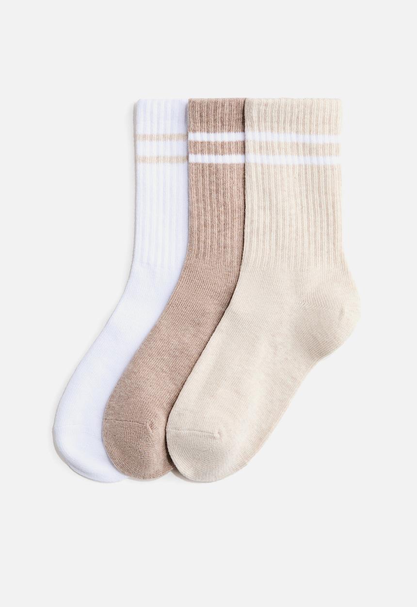 H&M - 3-pack sports socks - white/beige