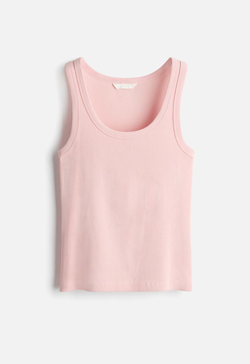 H&M - Ribbed vest top - light dusty pink
