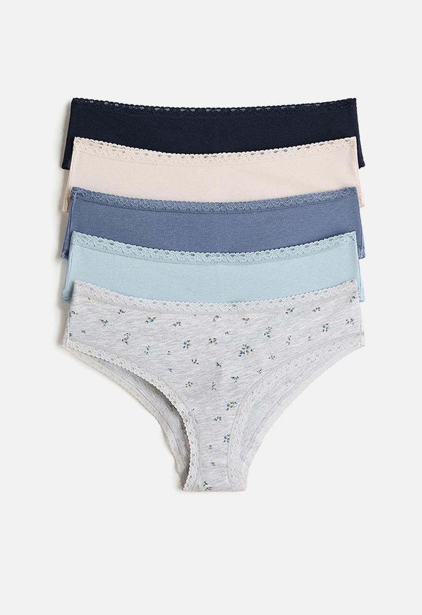 H&M - 5-pack cotton hipster briefs - light grey marl/floral