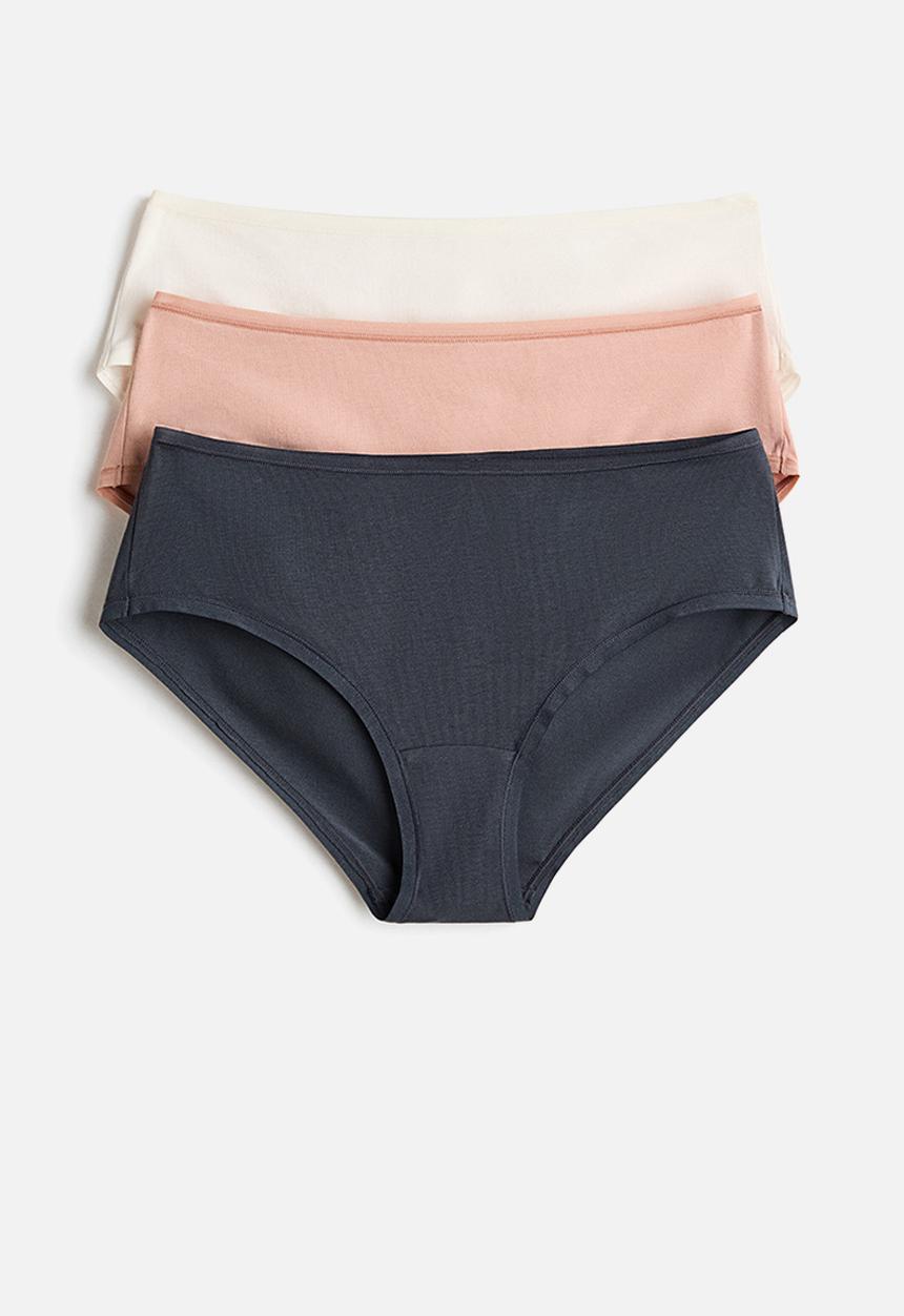 H&M - 3-pack cotton hipster briefs - navy blue/beige/cream