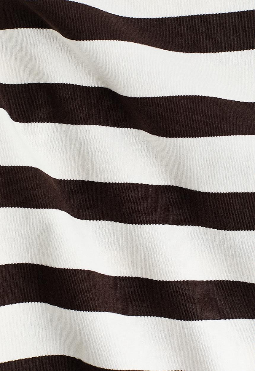 H&M - Boxy t-shirt - white/dark brown striped