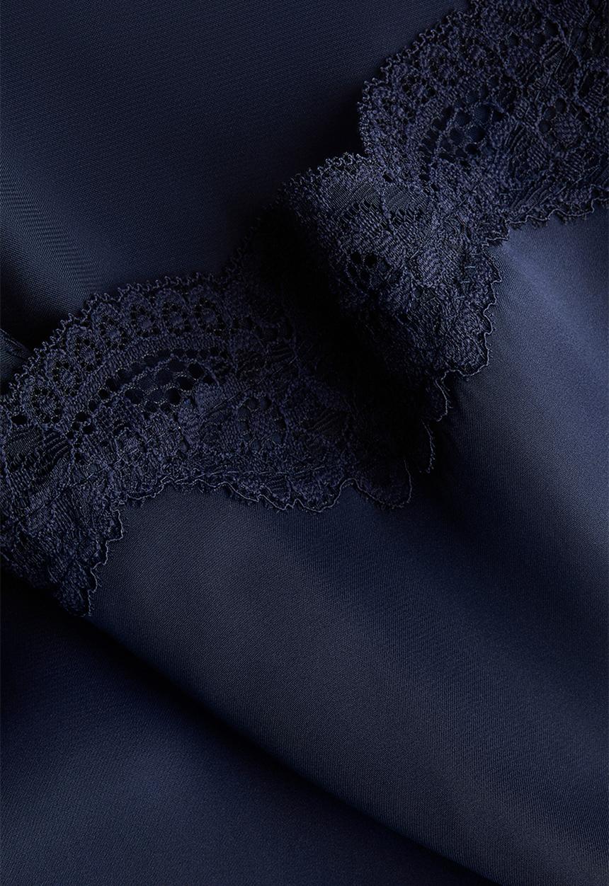 H&M - Lace-trimmed satin pyjamas - navy blue