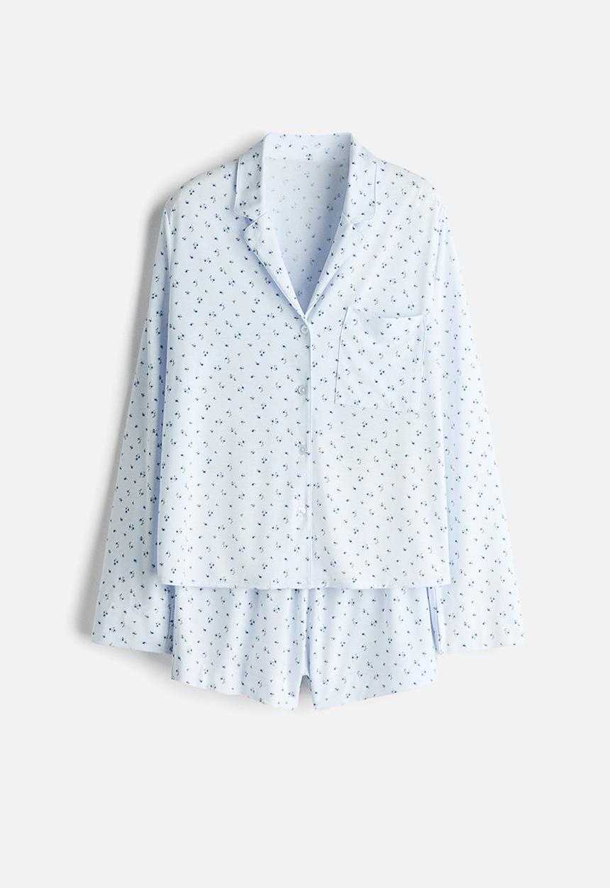 H&M - Viscose-blend pyjamas - light blue/floral