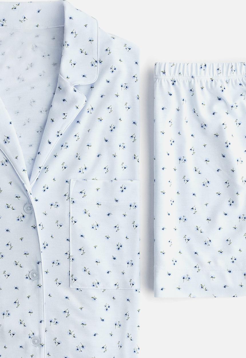 H&M - Viscose-blend pyjamas - light blue/floral