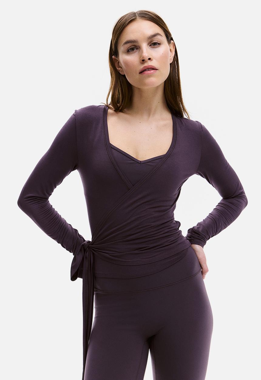H&M - Sports wrap top in modal - plum purple