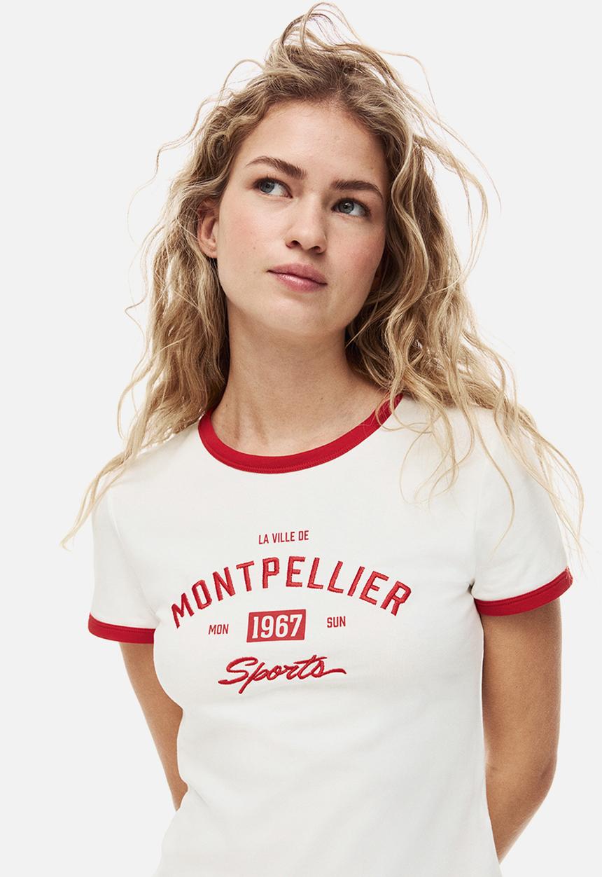 H&M - Fitted cotton T-shirt - white/montpellier