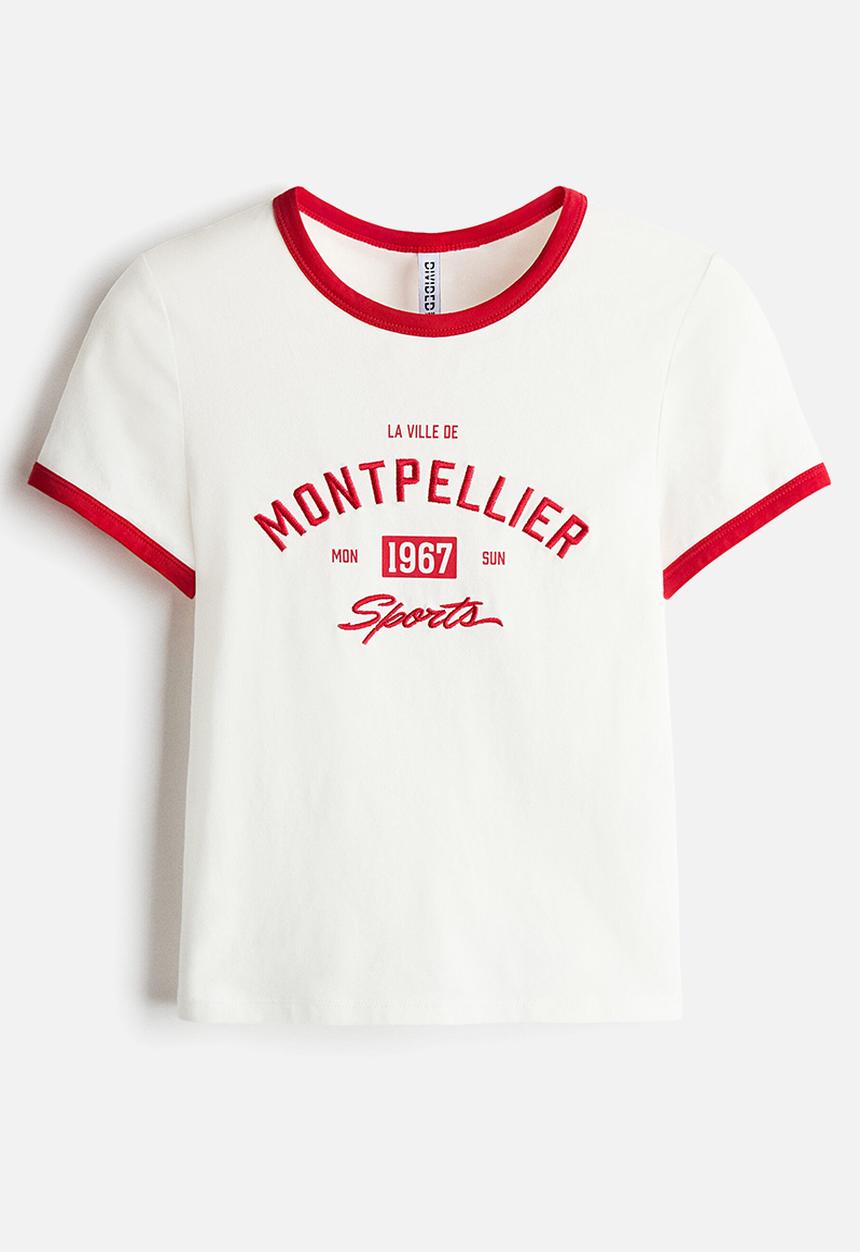 H&M - Fitted cotton T-shirt - white/montpellier