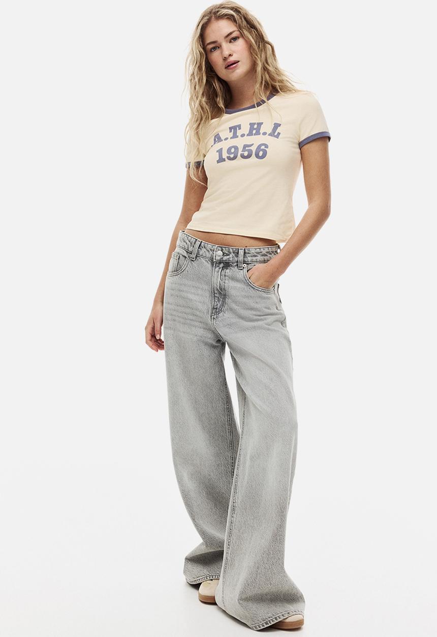 H&M - Fitted cotton T-shirt - light yellow/1956