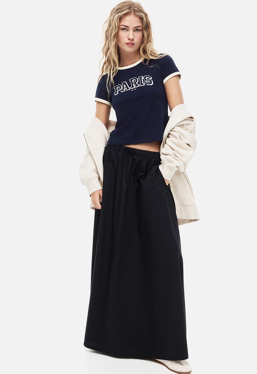 H&M - Fitted cotton T-shirt - dark blue/paris