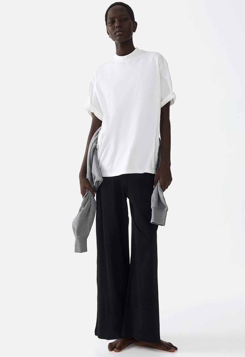 H&M - Ribbed drawstring trousers - black