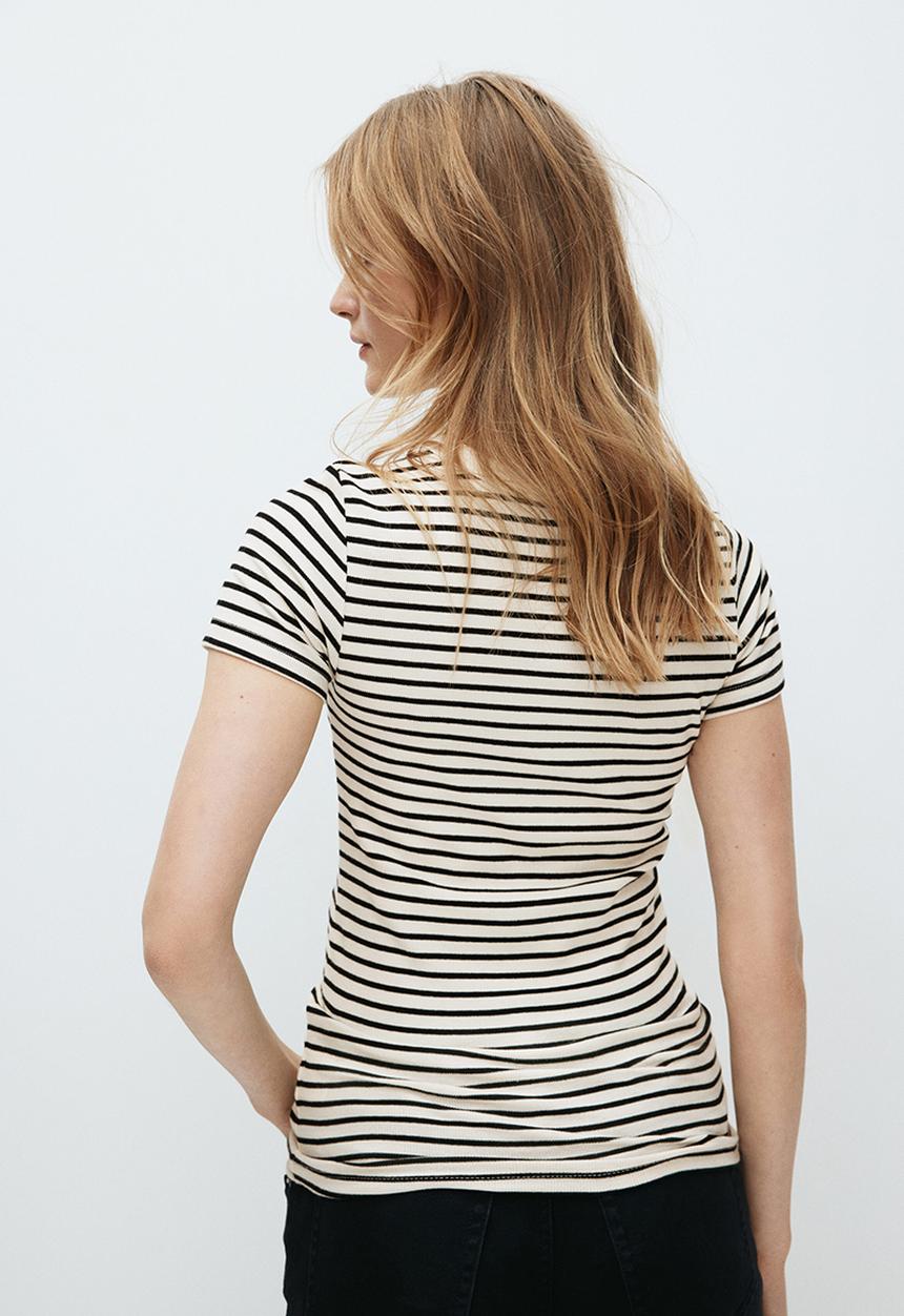H&M - Mama ribbed top - cream/black striped