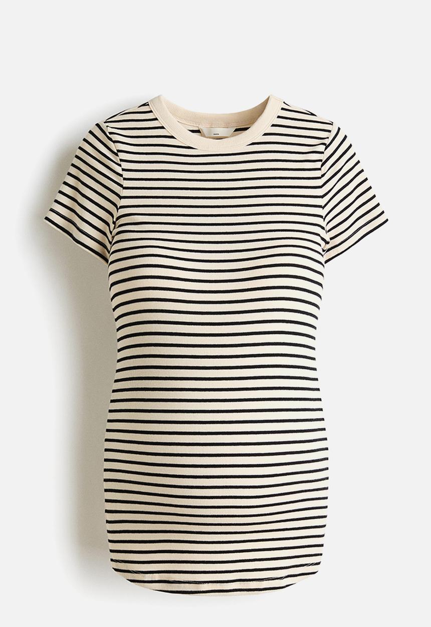 H&M - Mama ribbed top - cream/black striped