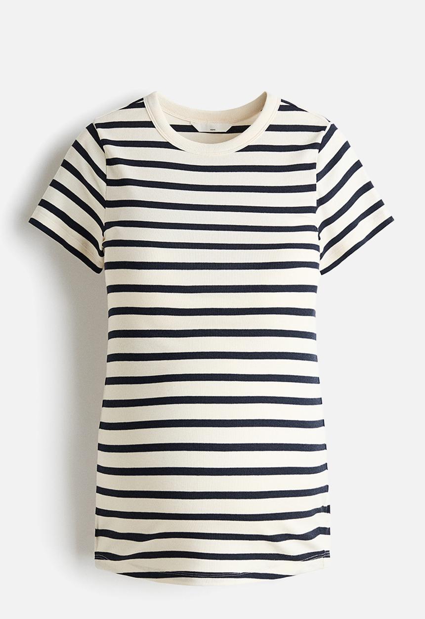 H&M - Mama ribbed top - white/striped