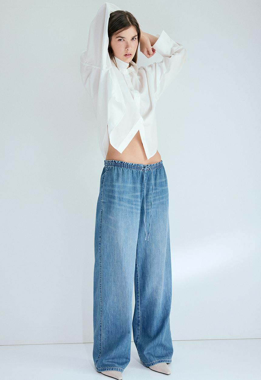 H&M - Denim pull-on trousers - denim blue
