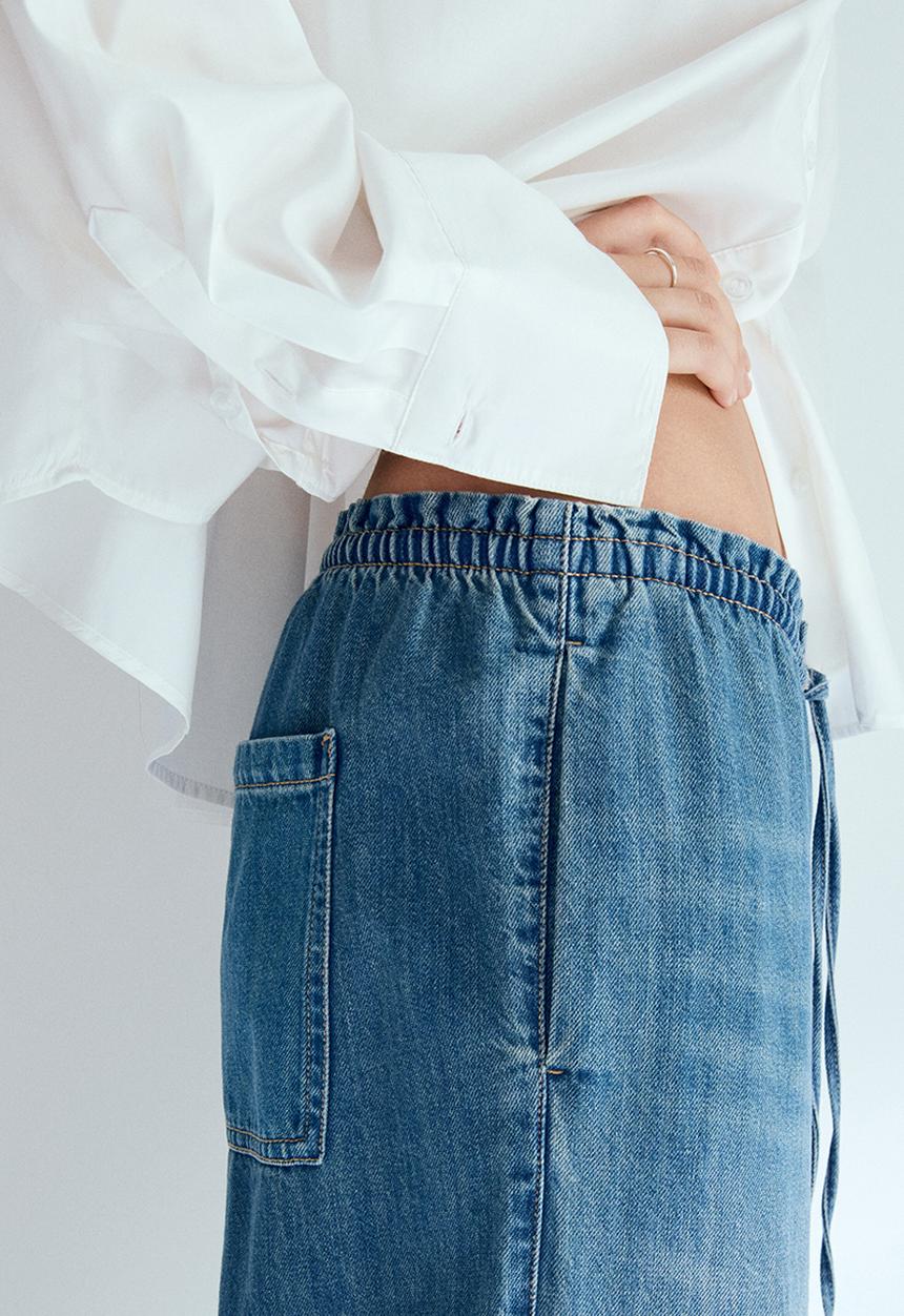 H&M - Denim pull-on trousers - denim blue