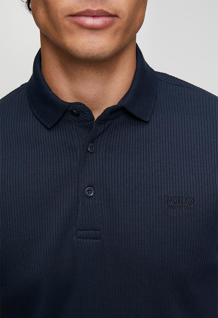 POLO - MENS PJC SS RIBBED GOLFER - Navy