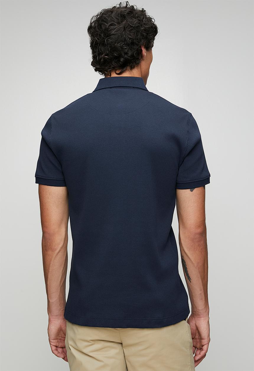POLO - MENS PJC SS RIBBED GOLFER - Navy