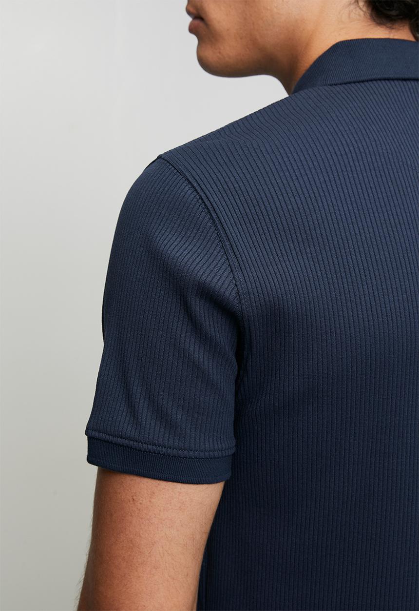 POLO - MENS PJC SS RIBBED GOLFER - Navy