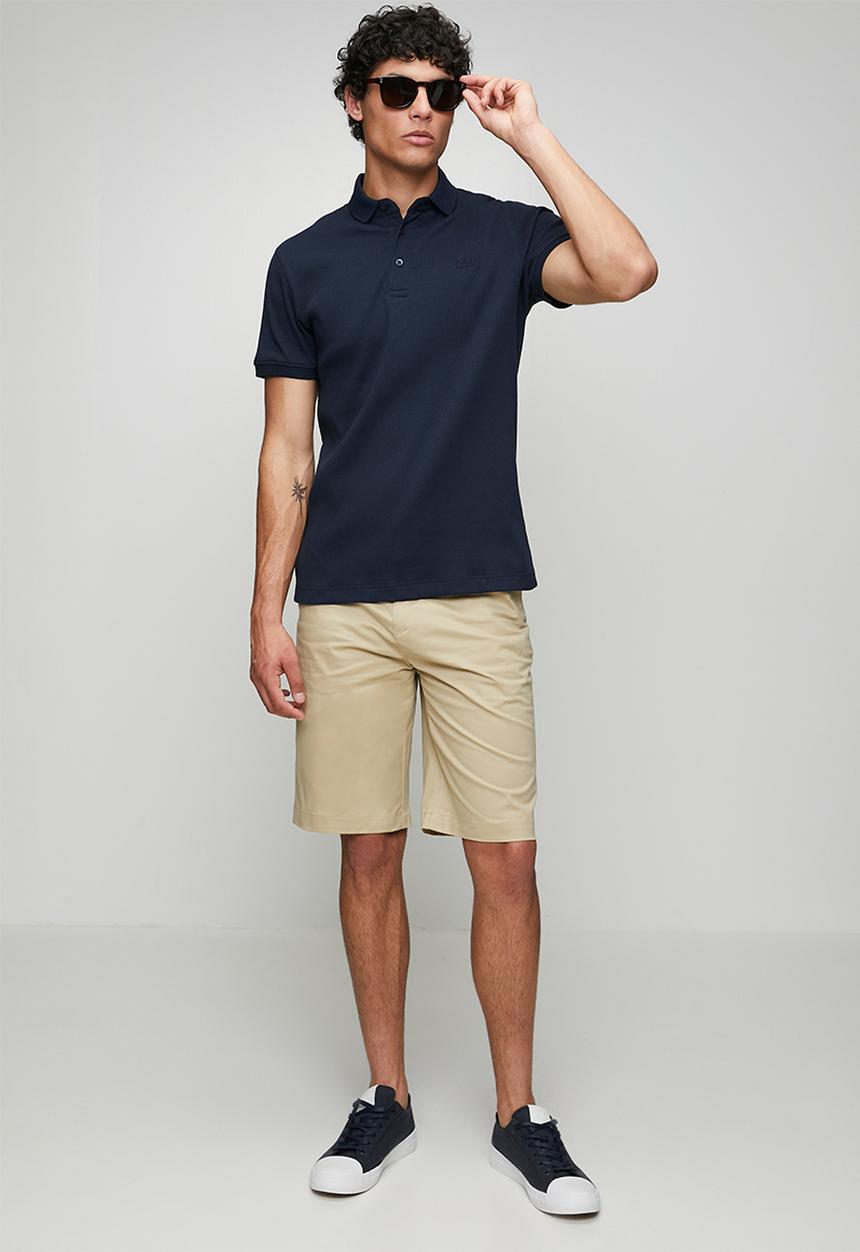 POLO - MENS PJC SS RIBBED GOLFER - Navy
