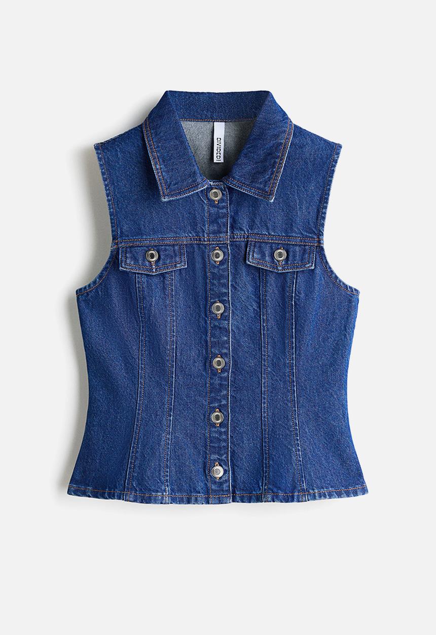 H&M - Peplum denim waistcoat - denim blue