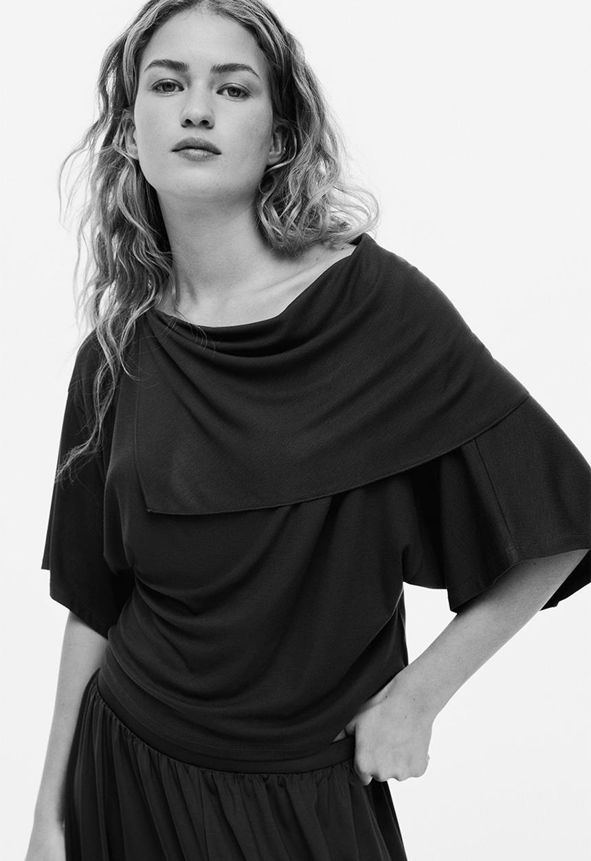 H&M - Cape-detail jersey top - dark blue