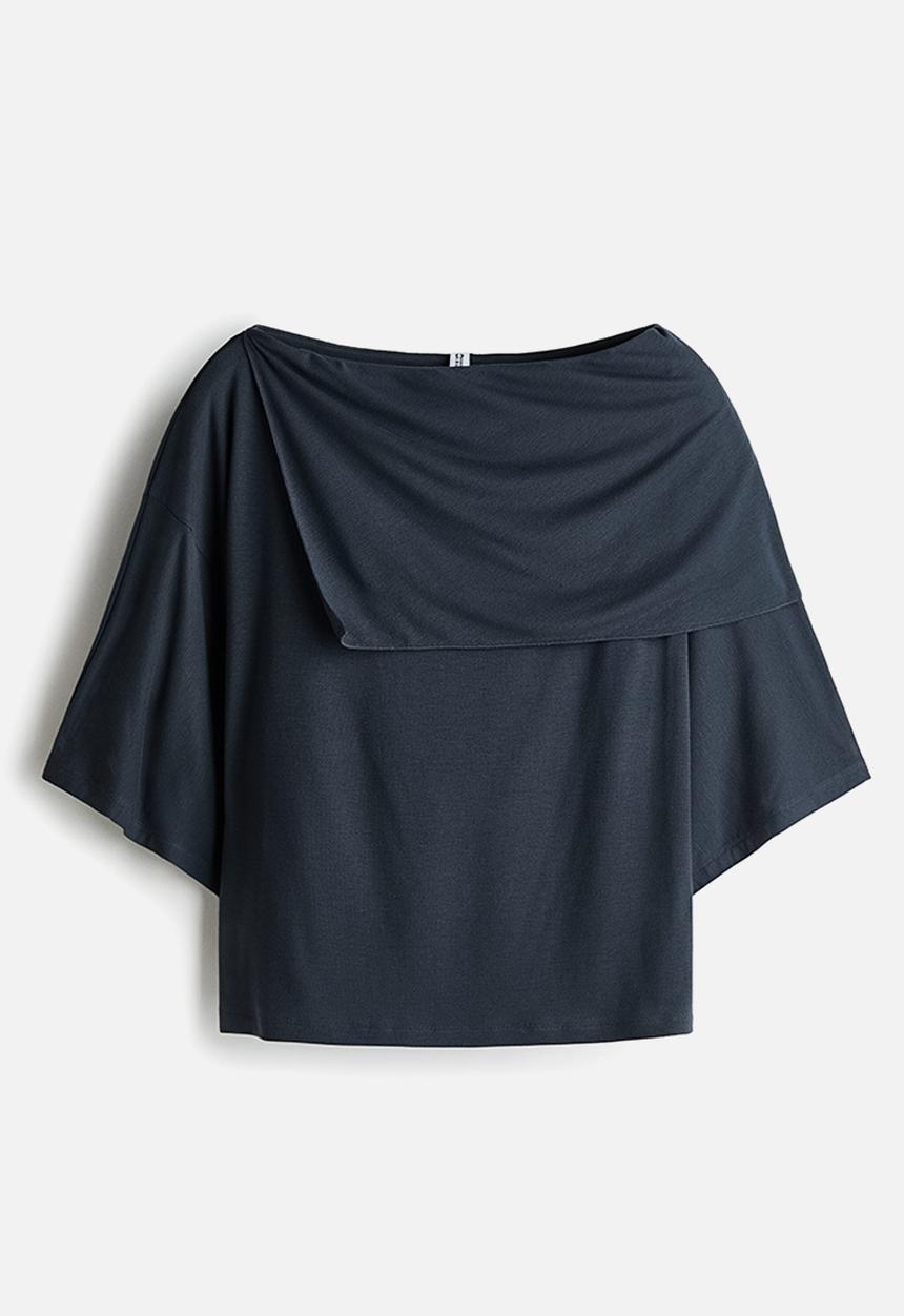H&M - Cape-detail jersey top - dark blue