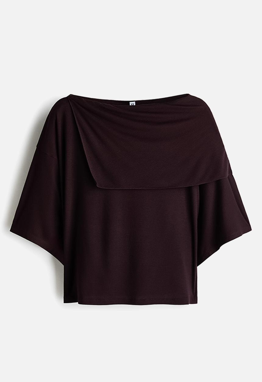 H&M - Cape-detail jersey top - dark plum purple