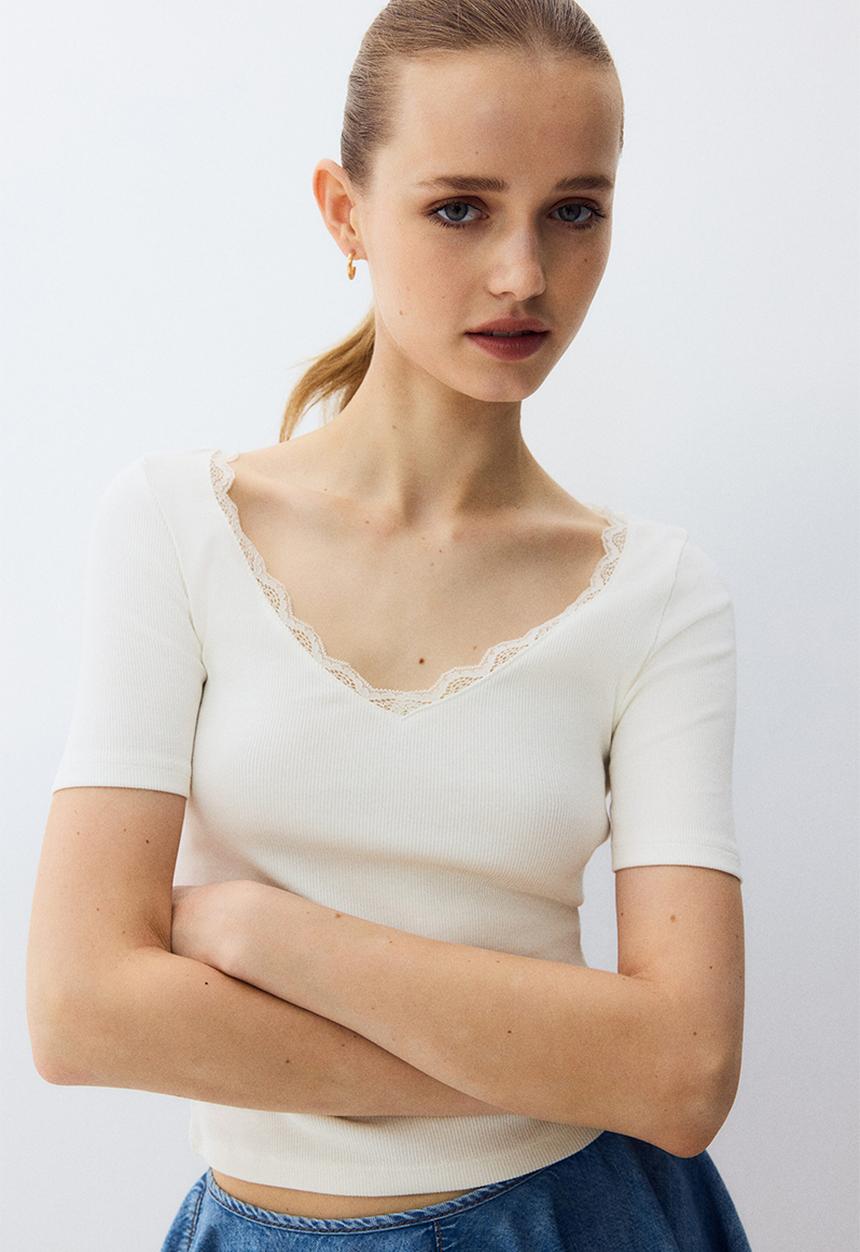 H&M - Rib-knit top - white