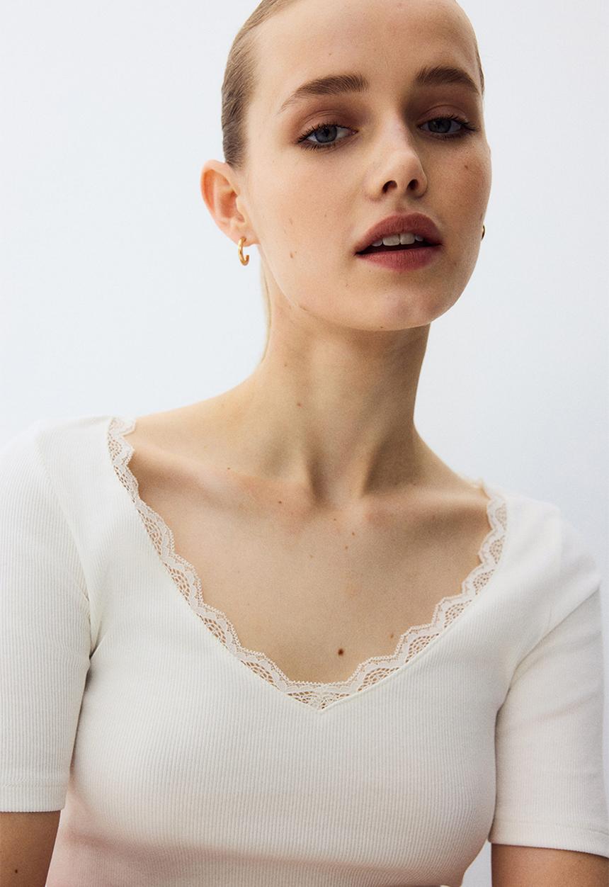 H&M - Rib-knit top - white