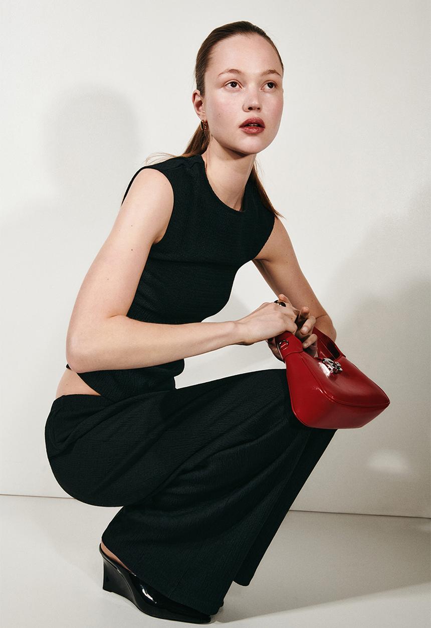 H&M - Textured jersey top - black