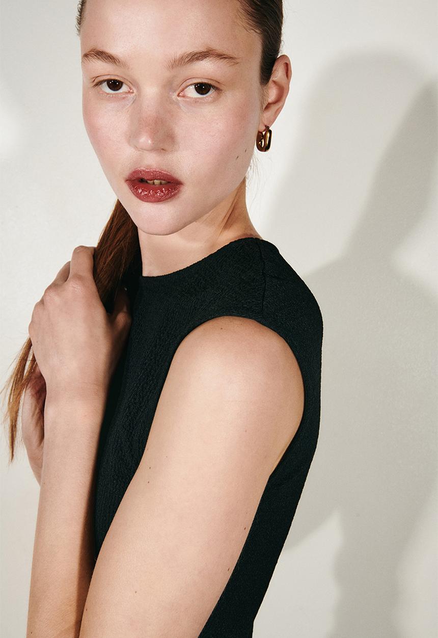 H&M - Textured jersey top - black