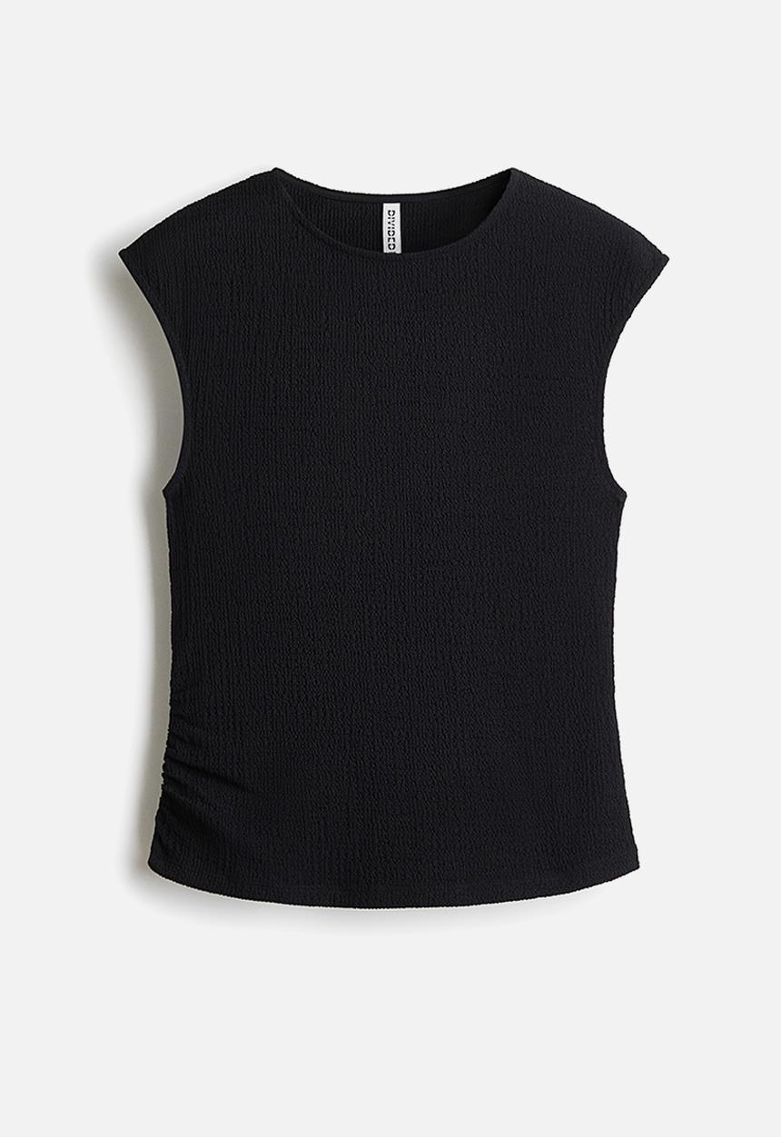 H&M - Textured jersey top - black