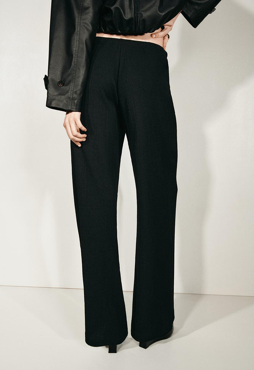 H&M - Textured jersey trousers - black