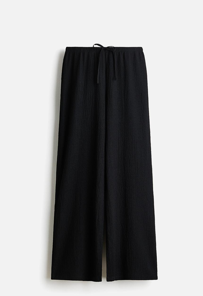 H&M - Textured jersey trousers - black