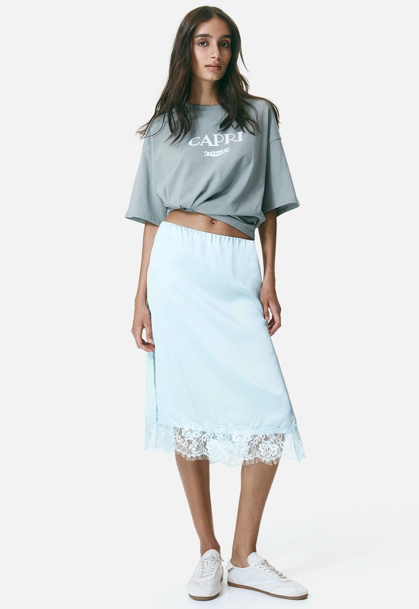 H&M - Oversized print-motif t-shirt - grey/capri