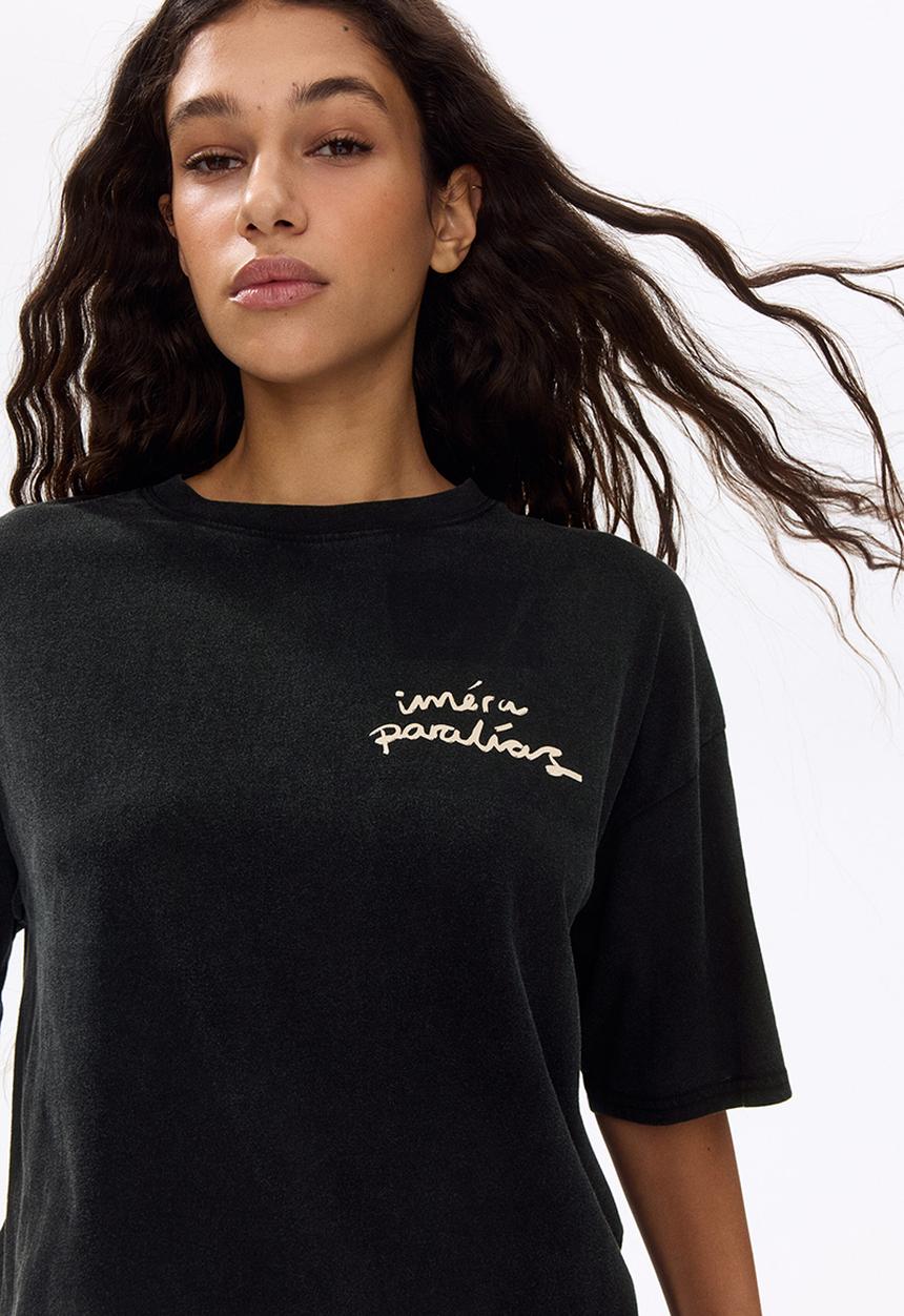 H&M - Oversized print-motif t-shirt - black/iméra paralías