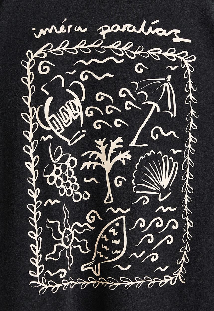 H&M - Oversized print-motif t-shirt - black/iméra paralías