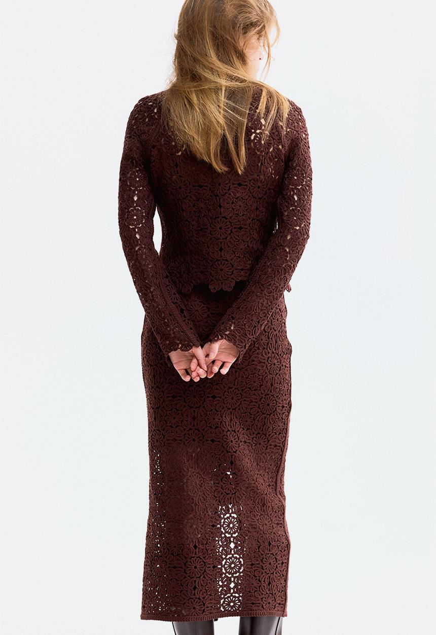 H&M - Crochet-look skirt - dark brown