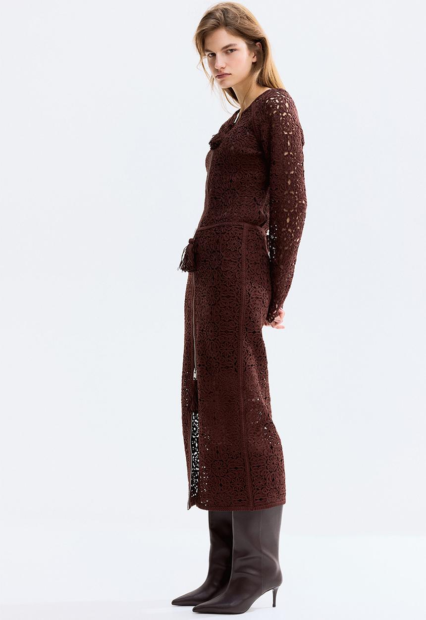 H&M - Crochet-look skirt - dark brown