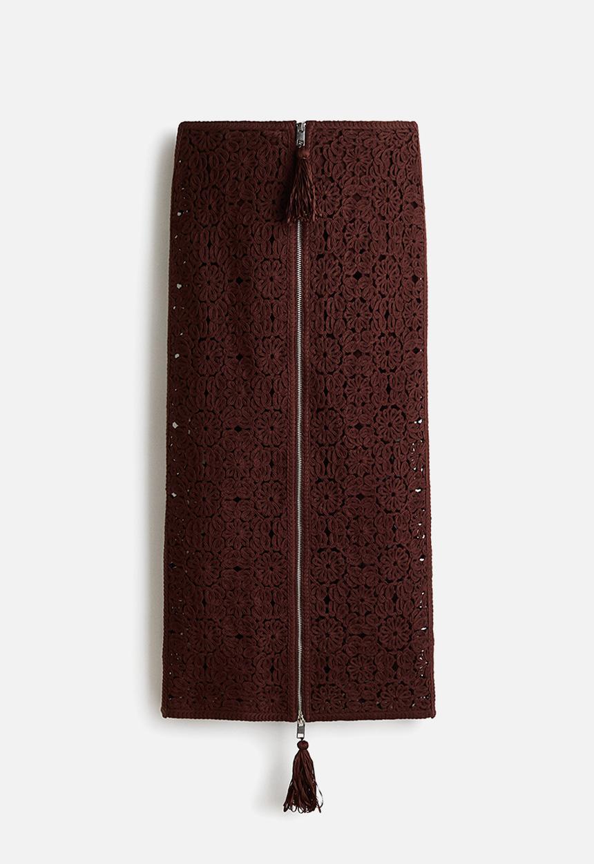 H&M - Crochet-look skirt - dark brown